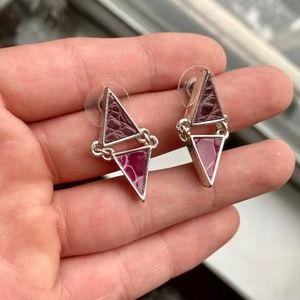 3D Printed Art Deco Triangle Stud Earrings w/American Alligator